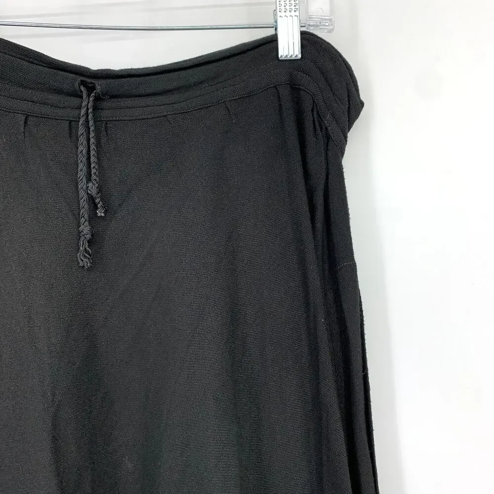 Vintage 90s Boho Asymmetrical Skirt Womens Sz L/XL Black Cotton Blend